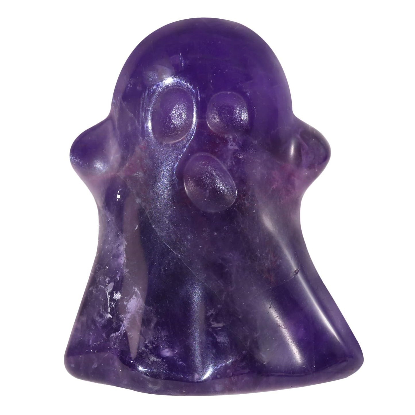 Amogeeli 1 Inch Natural Amethyst Ghost Figurine, Hand-Carved Stone Ghost Statue for Halloween Decoration