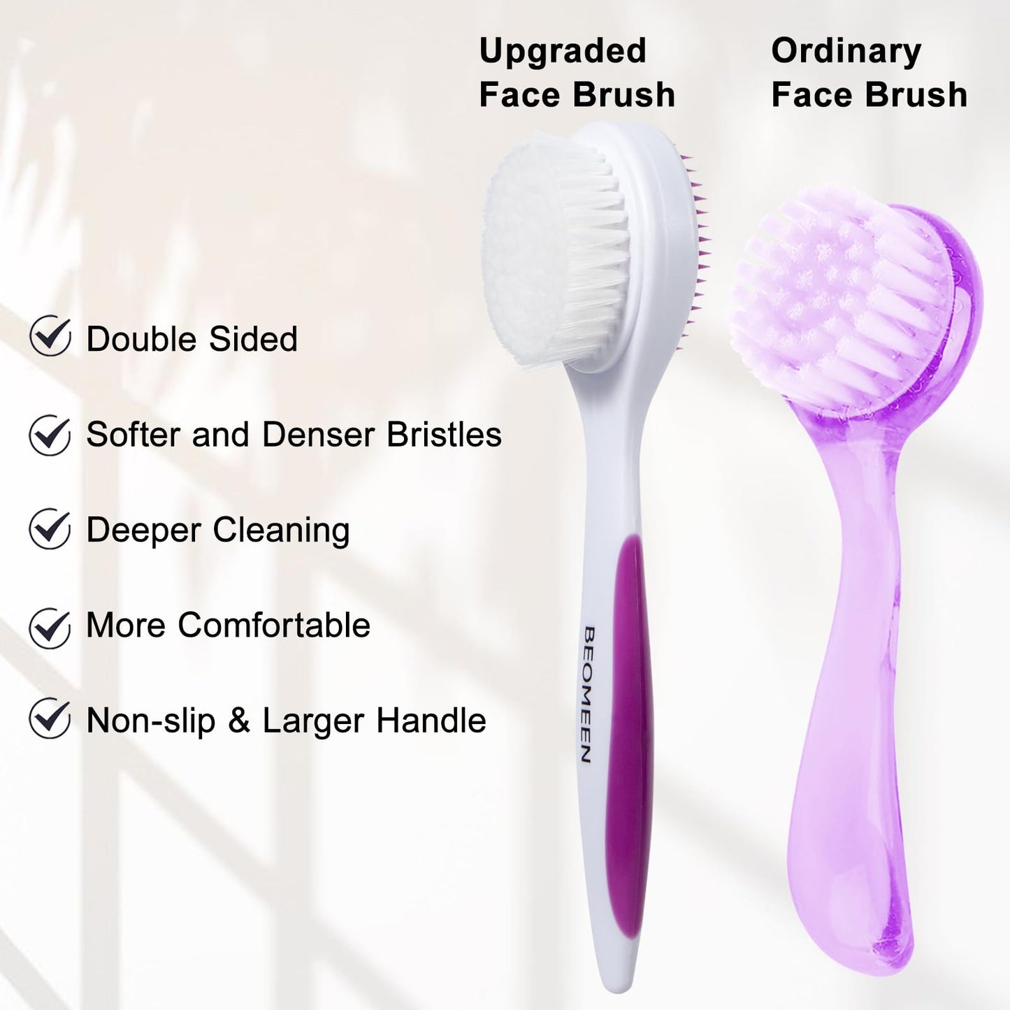 2 Pack Facial Cleansing Brush 2 in 1 for Face Exfoliation, Soft Bamboo Charcoal Microfiber Bristle Dual Face Silicone Scrubber Brush for Pore Deep Cleansing Skincare with Lid, Black+Gradient