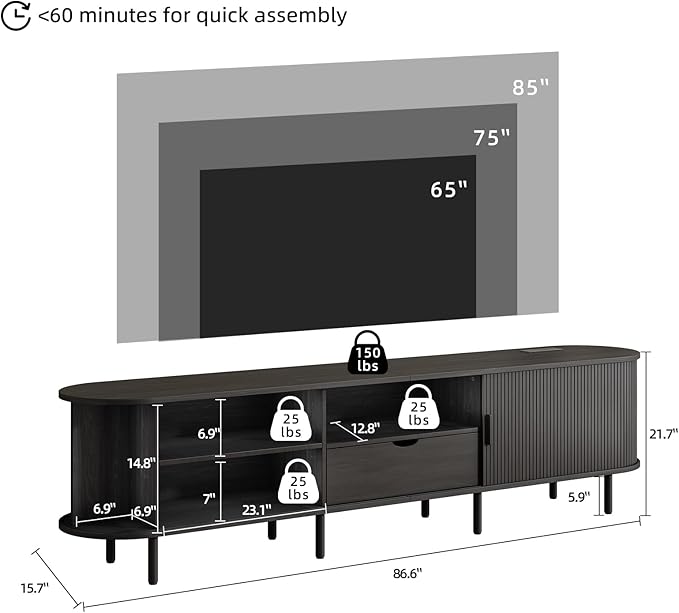 86.6" Mid-Century TV Stand