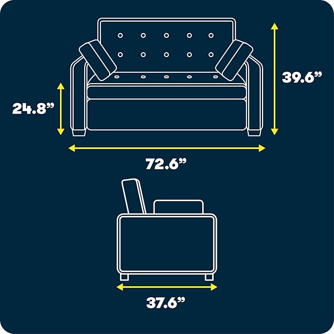 Serta Ainsley 72.6" Convertible Sleeper Sofa, Queen Size, Dreamcoil Comfort