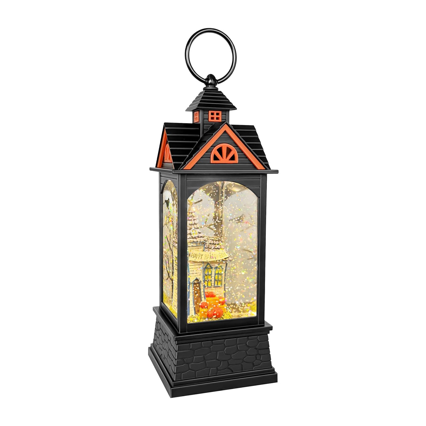 AOMIL Halloween Snow Globe Lantern, Spooky Ghost Halloween Decor, Plug-in & Battery Operated Snow Globes for Halloween Decorations Indoor