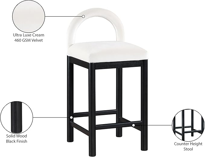Meridian Furniture 11035Cream-C Conrad Collection Art Deco Counter Stool