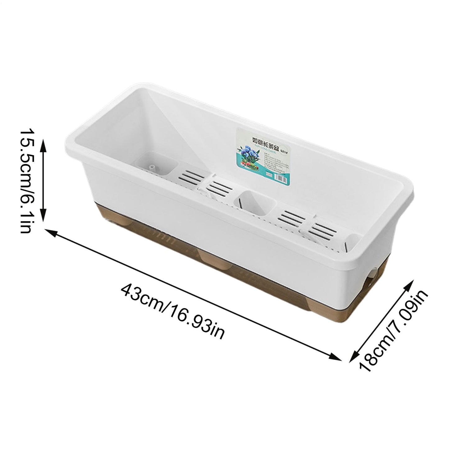 Rectangular Flower Planter - Automatic Water Supply Container, Root Hydration Growing Box, Indoor Outdoor Gardening Pot | Indoor Patio Balcony for Outdoor Patio Balcony