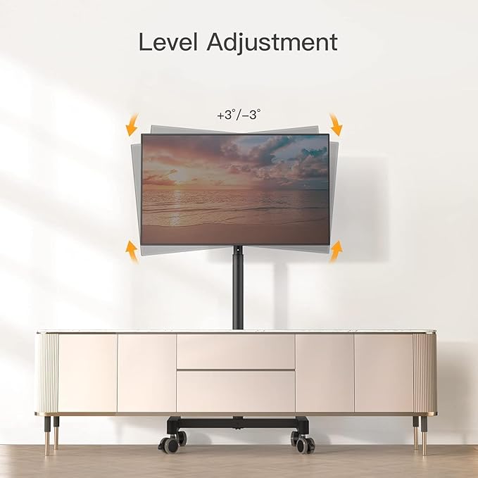 Perlegear Rolling TV Stand, Mobile TV Stand on Wheels