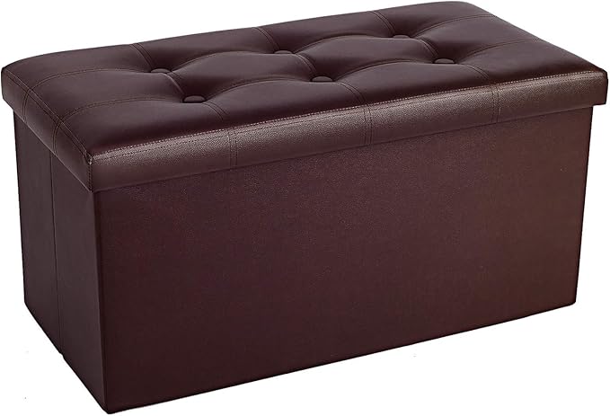 COSYLAND Ottoman Bench with Storage large-30x15x15in Folding Leather Ottoman