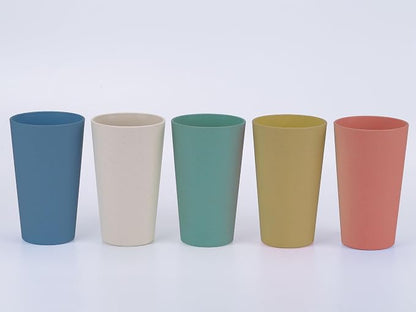 Wheat Straw Unbreakable Cup | 20 oz Reusable Water Drinking Glasses Sets of 10 | Lightweight Tumbler for Kitchen Outdoor | Dishwasher Safe, BPA Free, Eco friendly (20 oz, 10Pcs/Multicolor)