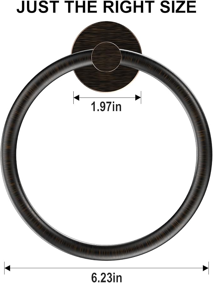 SetSail Towel Holder for Bathroom Wall 2 Packs Towel Ring Screw-in Stainless Steel Hand Towel Hanger for Bathrooms Oil Rubbed Bronze