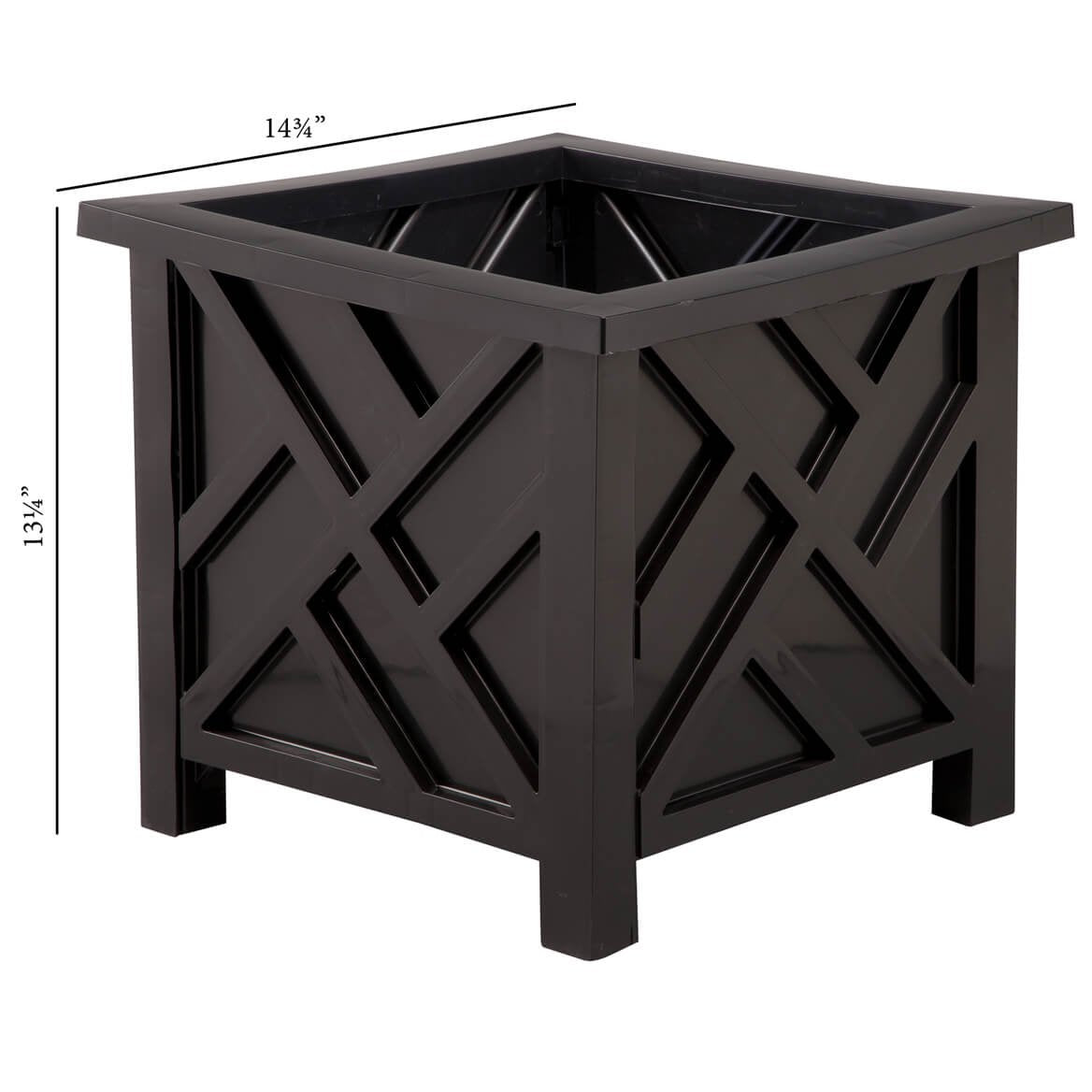Miles Kimball Set of 2 Chippendale Planter Boxes, Black, Outdoor Décor – Plant Holder for Garden, Patio and Lawn, Weather-Resistant Polypropylene – 14 ¾” sq. x 13 ¼ H Overall