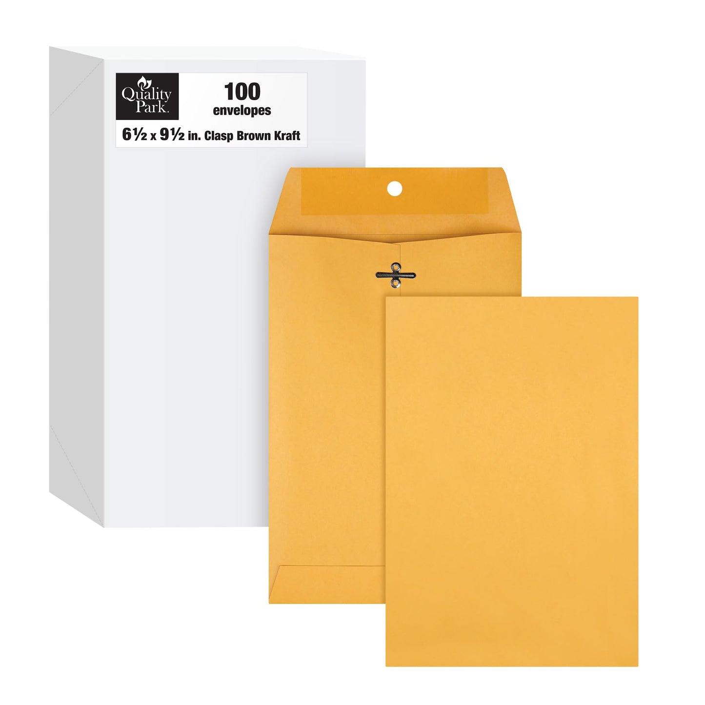 Quality Park Clasp Envelopes, 6.5 x 9.5 Inch Brown Kraft Catalog Envelopes, for Mailing Small Business Papers, Gummed Closure, Box of 100 (QUA37863)