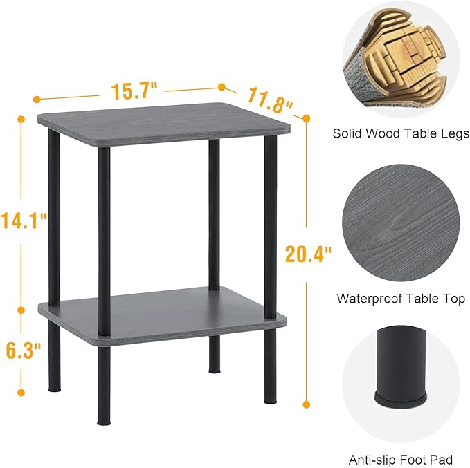 Apicizon 2 Tier End Table Set of 2, Boho Side Table