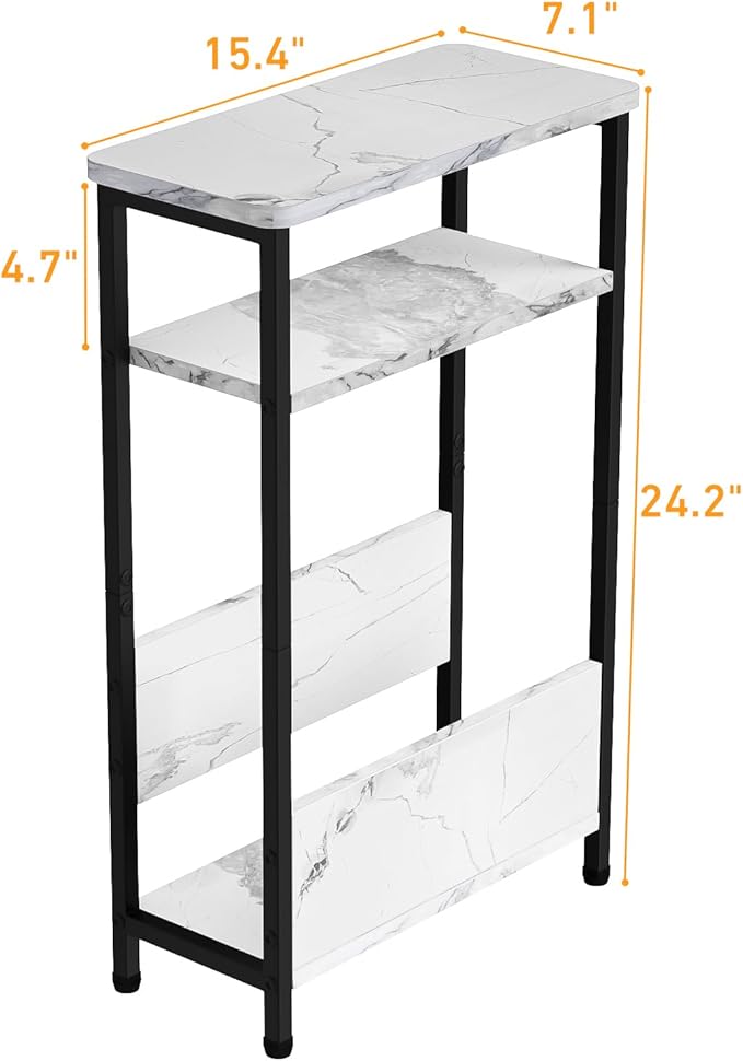THUMEYE 7.1" Narrow Side Table for Small Spaces, 3 Tier Small End Table