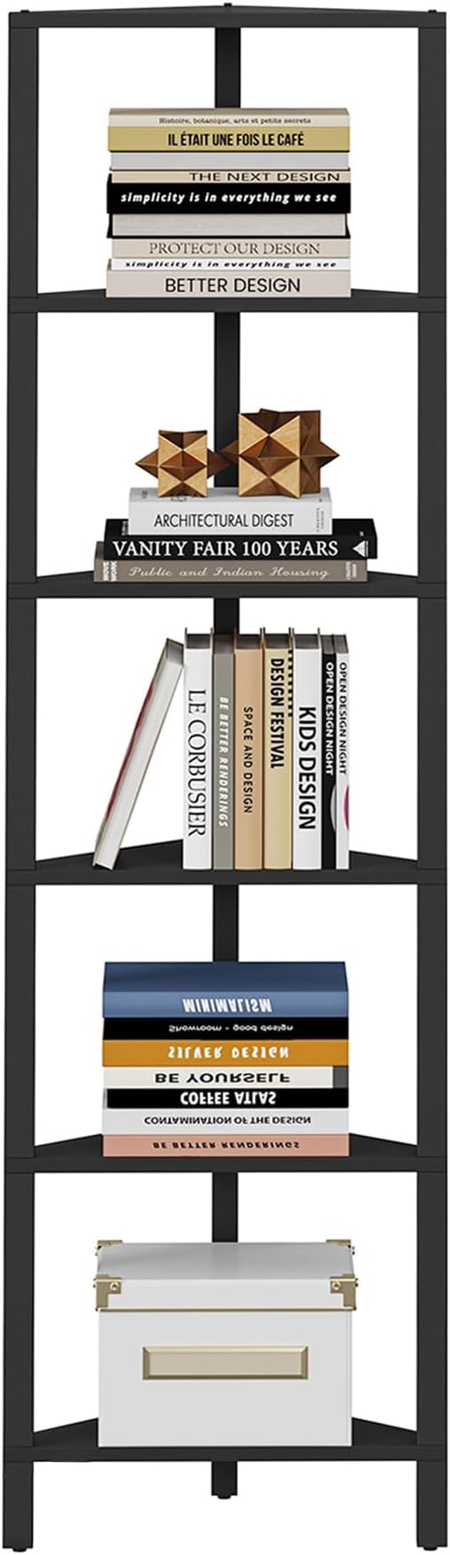 TUTOTAK Corner Shelf, 6-Tier Corner Bookshelf
