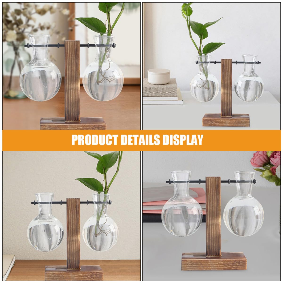 Mobestech 3pcs Hydroponic Glass Vase Base Clear Borosilicate Plant Propagation for Flowers and Terrariums and Stylish Desktop Decoration