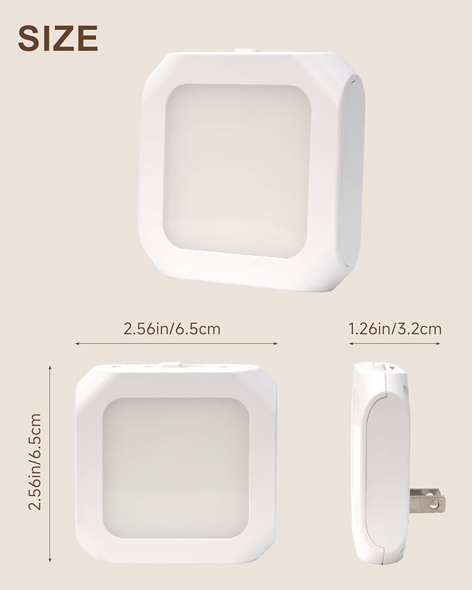 Night Light Plug in 2 Pack - Bedroom for Kids Baby Nursery Adjustable Brightness - 3000K Warm Lights LED Dusk to Dawn Bathroom Hallway Lamp for Toilet