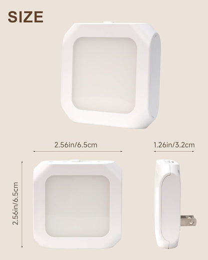 Night Light Plug in 2 Pack - Bedroom for Kids Baby Nursery Adjustable Brightness - 3000K Warm Lights LED Dusk to Dawn Bathroom Hallway Lamp for Toilet