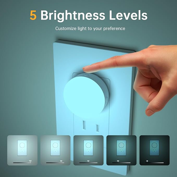 Plug in Night Light 12 Pack, Mni Night Lights with 4-Color Changing, Dusk to Dawn, 3 Brightness Levels, Ideal Dimmable Nightlight for Hotel, Hallway, Kitchen,Toleit