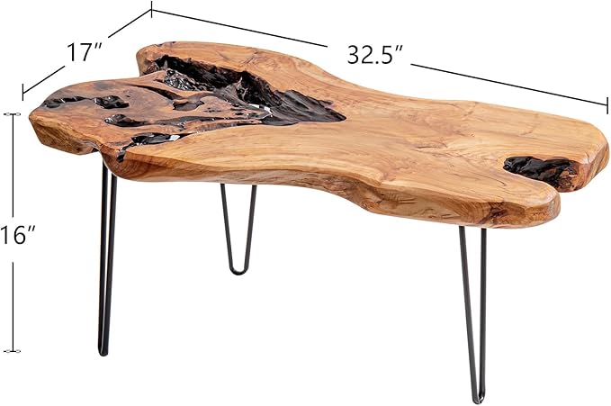 WELLAND Live Edge Cedar Wood Coffee Table