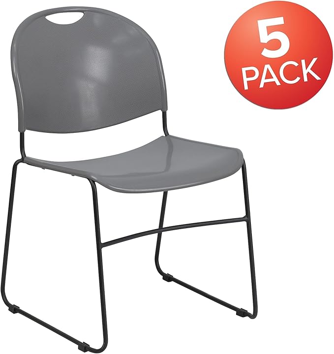 Flash Furniture 5 Pack HERCULES Series 880 lb. Capacity Gray Ultra-Compact
