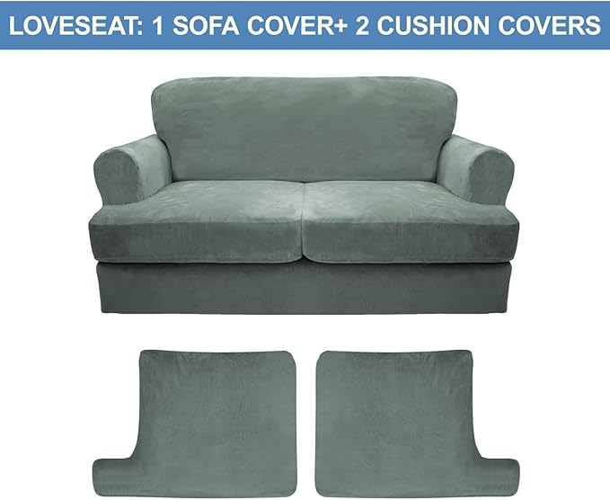 CUCRAF Cushion Sofa Cover 3 Piece Slipcovers, Soft Thick Velvet Couch Cover