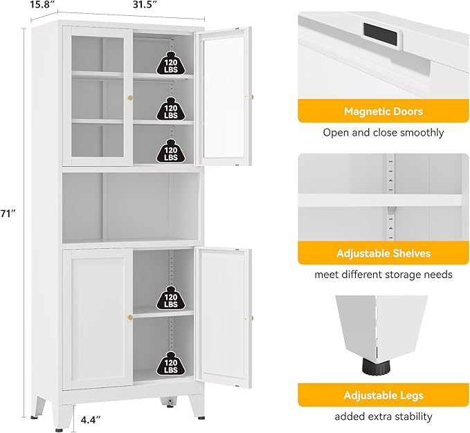 YAUWOH 69" Tall Metal Pantry Cabinet
