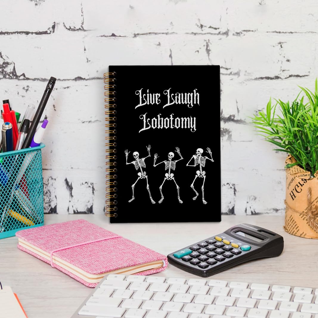 dvhdajed Funny Halloween Gothic Spiral Notebook, Witchy Goth Skeleton Journaling Notebooks, Halloween Skull Spiral Journal for Women, Gothic Skull Office School Supplies Gifts, 5.5x8.3In