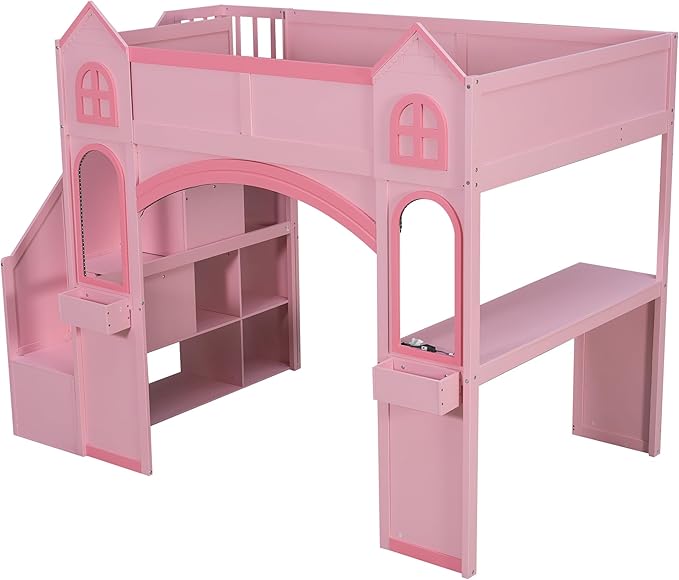 Princess-Themed Castle Loft Bed