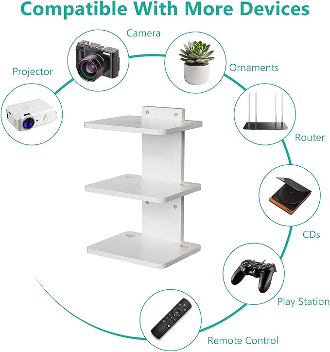 WALI Floating TV Shelf, 3 Tier Projector Shelf