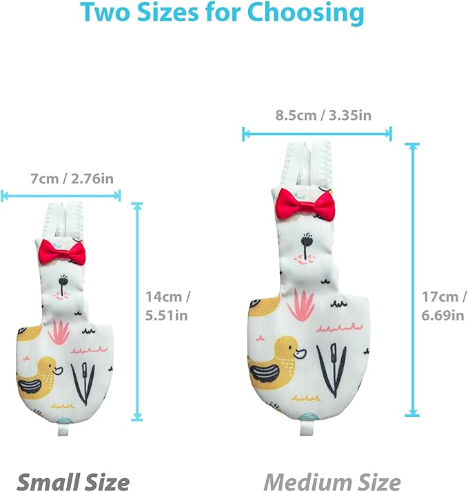 UKJENT Bird Diaper Protective Parrot Nappy 2 Pack, Reusable Flight Suit with Waterproof Inner Layer, Washable Cute Urine Wet Suit for Cockatiel Monk Parakeet Sun Parakeet Lory(M)