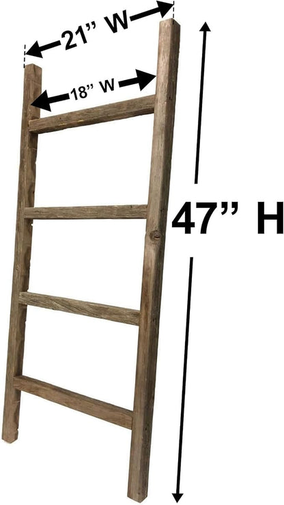 BARNWOODUSA Rustic Farmhouse Decorative Ladder - Our 47 inch Ladder can be Mounted Horizontally or Vertically and is Crafted from Upcycled Wood No Assembly Required Weathered Gray