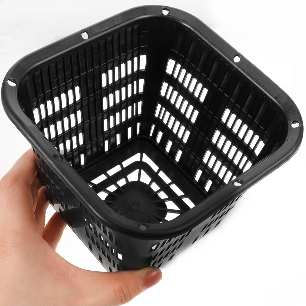 Toddmomy 8Pcs 5.5" Square Net Pots, Heavy Duty Slotted Hydroponic Baskets, Reusable Plastic Plant Nursery Cups for Orchids Aquaponics Pond Plants