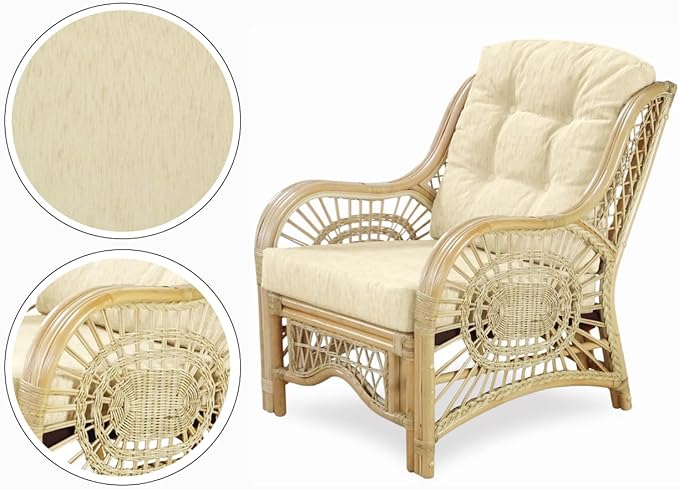 Malibu Lounge Living Accent Armchair Natural Rattan Wicker Handmade Design