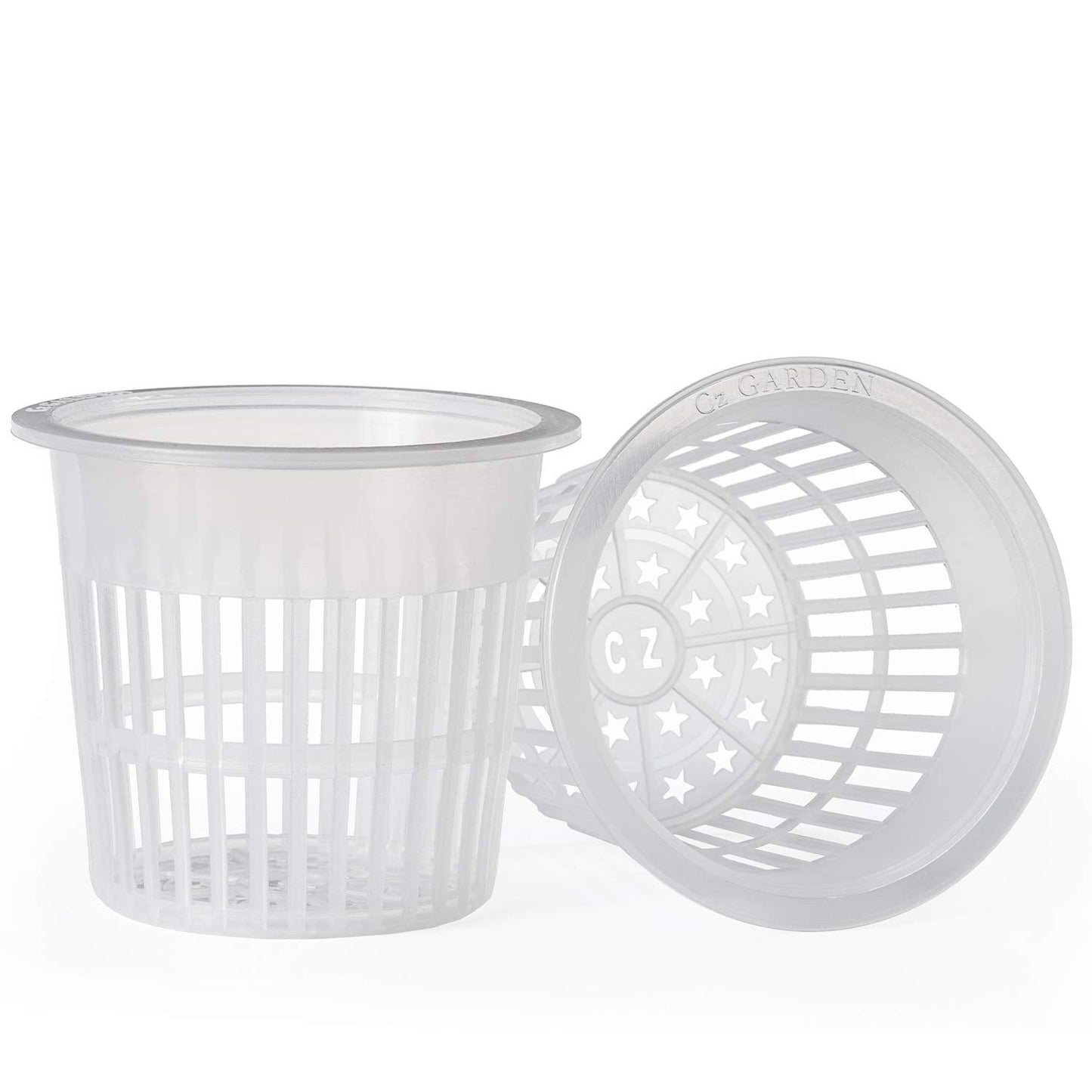 4 inch Orchid Pots | Heavy Duty Net Pots Round Cups - Wide Rim Design • Hydroponics Slotted Mesh (Cz All Star Net Pots – 10 Clear)