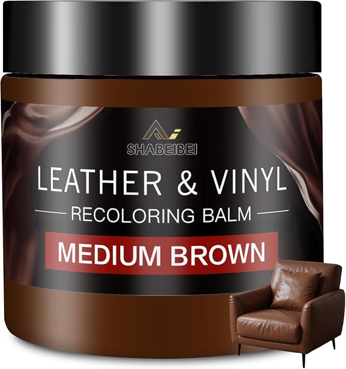 Leather Recoloring Balm and Scratch Repair Kit, Medium Brown Leather Restorer