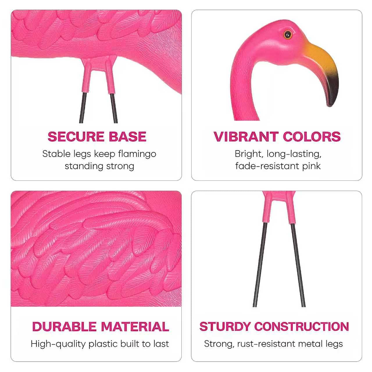 GiftExpress Pink Flamingos Yard Decorations - 4 Pack Extra Large 24" Tall Plastic Flamingo Statue w/Metal Stakes - Lawn Ornaments & Garden Decor for Outdoor Parties