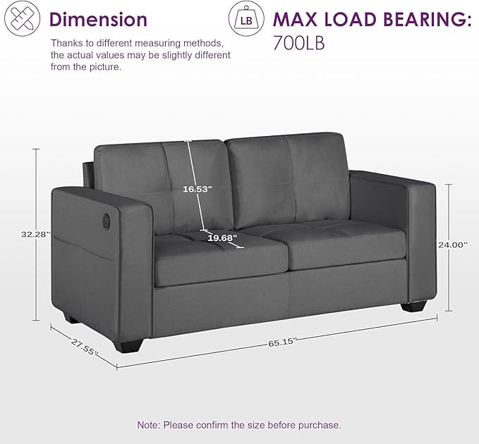 TYBOATLE 65" Small Couches for Bedroom, Mid-Century Modern Tufted Comfy