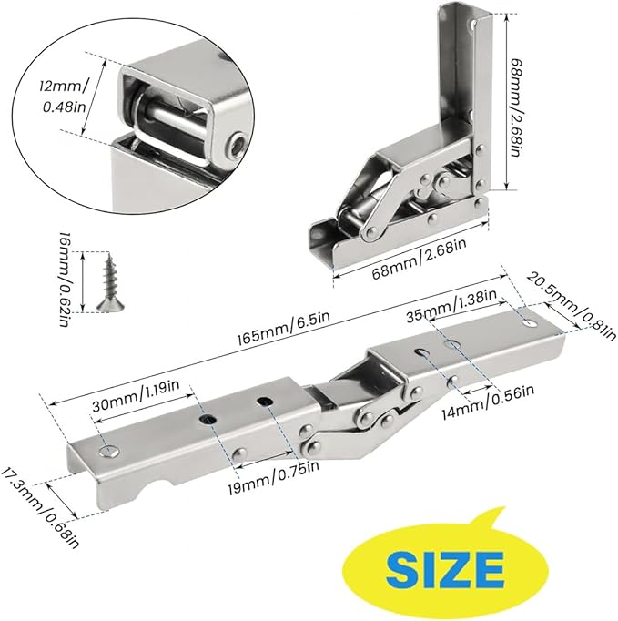 2 Pack Locking Hinge 0°-90°-180°, Folding Table Brackets, Heavy Duty Folding