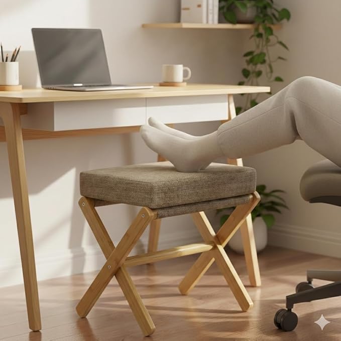 BAMBOOHOMIE Foldable Foot Stool Ottoman, Modern Foot Rest