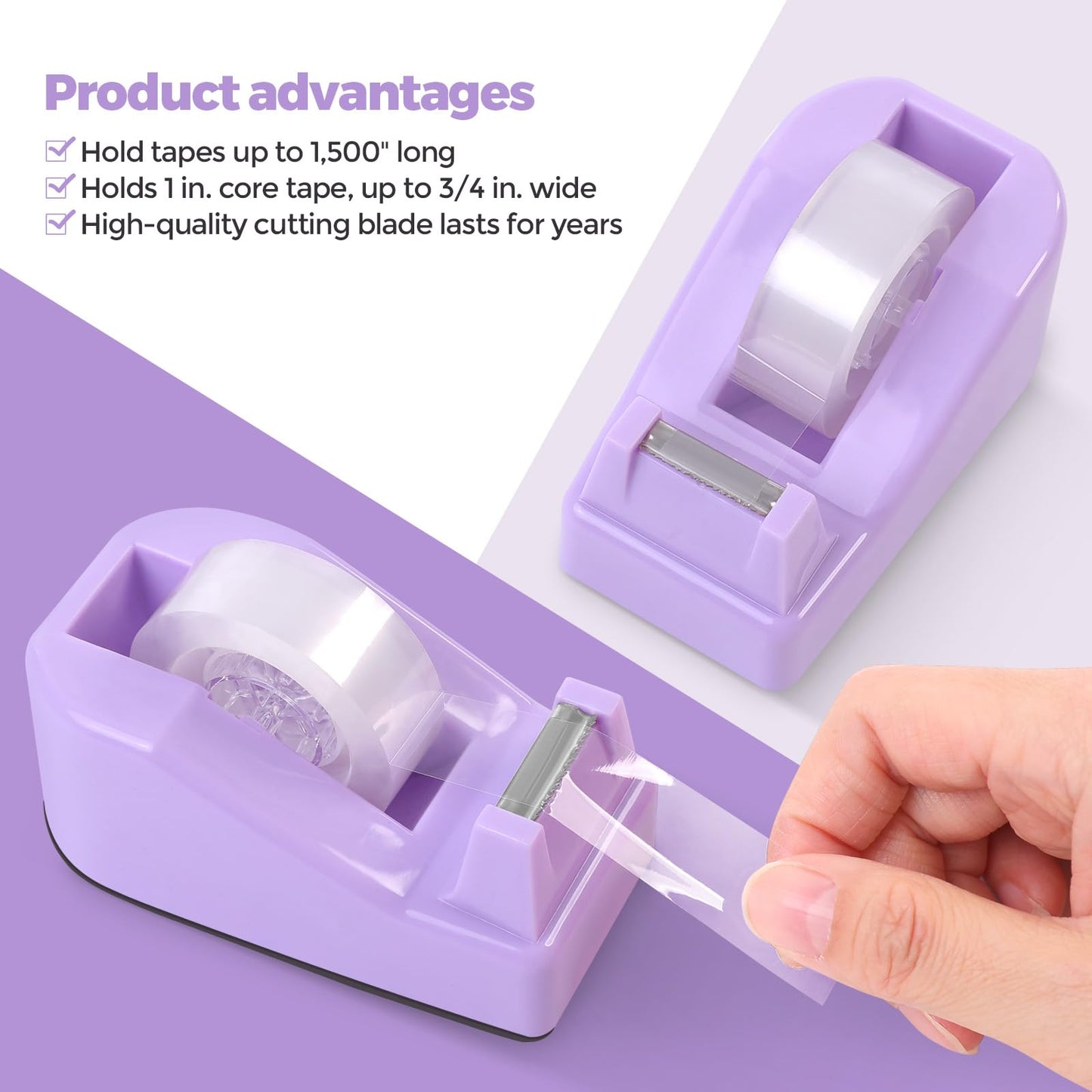 SKYDUE Purple Office Supplies Set, Purple Office Desk Accessories 10PCS, Pencil Holder for Desk, Stapler, Tape Dispenser, Scissors, Ruler, Binder/Paper Clips and 1000pcs Staples,Desk Supplies Set
