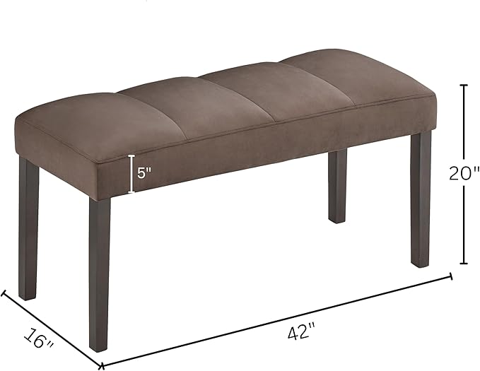 Roundhill Furniture Strata Velvet Upholstered Dining Bench