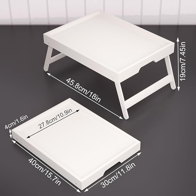 Fibogollo 4 Pack Bamboo Bed Tray Table