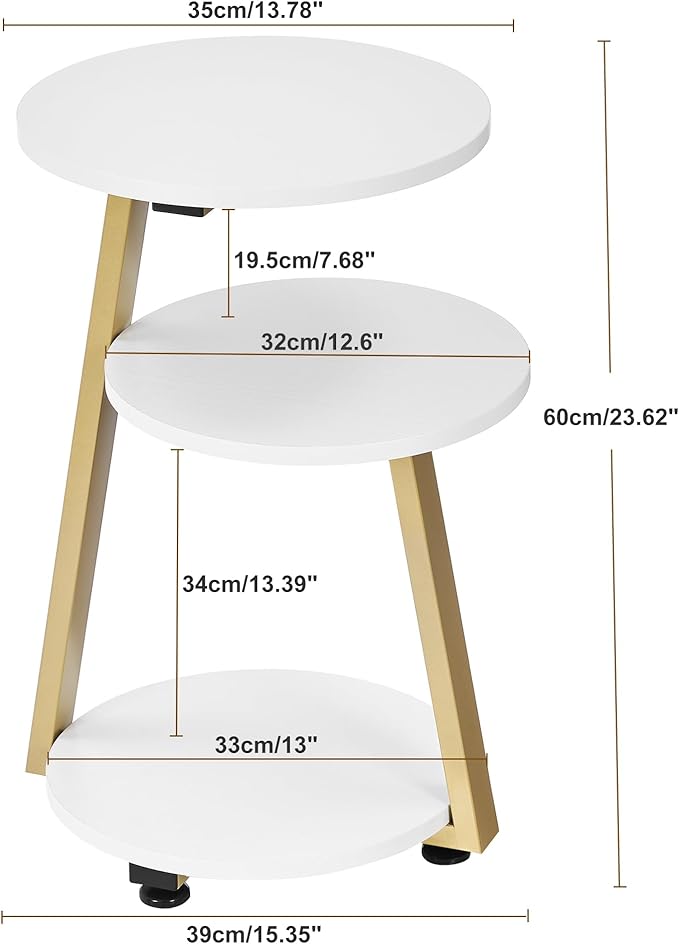 BEWISHOME Round End Table Side Table