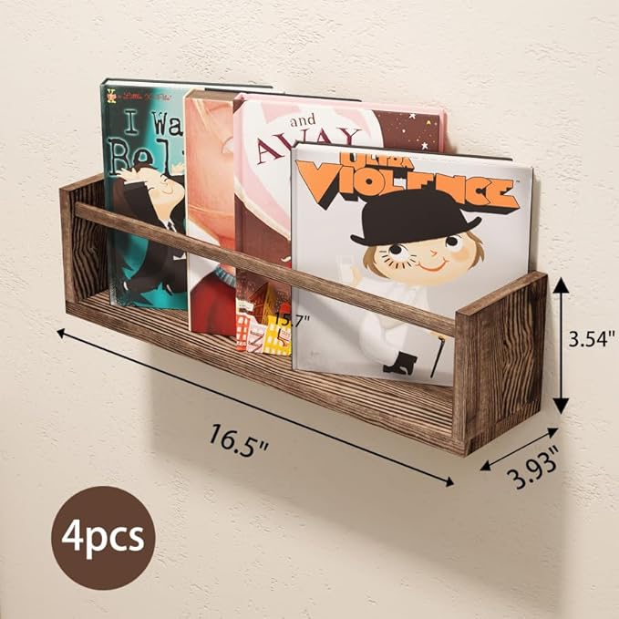 Fixwal Floating Book Shelves for Wall, 16.5 Inch Nursery Book Shelves for Kids