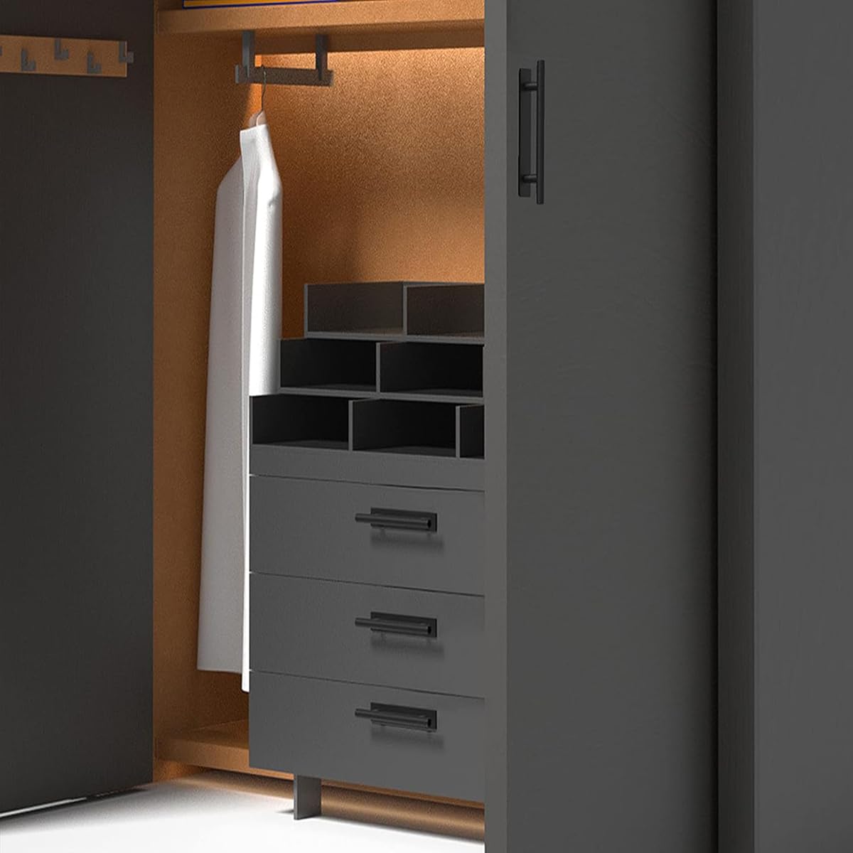 kwa heri Self-Stick Push Pull Helper Black Hidden Cabinet Handles ABS Plastic Door Window Wardrobe Instant Cabinet Drawer Furniture Handles (Black, Pack, 8)