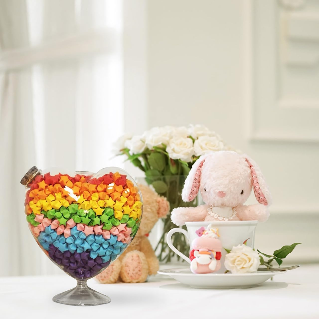 FOMIYES Heart Shaped Glass Terrarium Vase with Cork Lid for Wedding Decoration