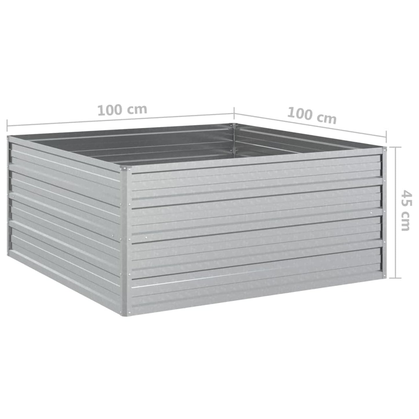 Homgoday Raised Bed Metal Garden Raised Bed Planter Flower Box Plant Bed Vegetable Bed Cold Frame Raised Bed for Garden Balcony 100 x 100 x 45 cm Galvanised Steel Silver