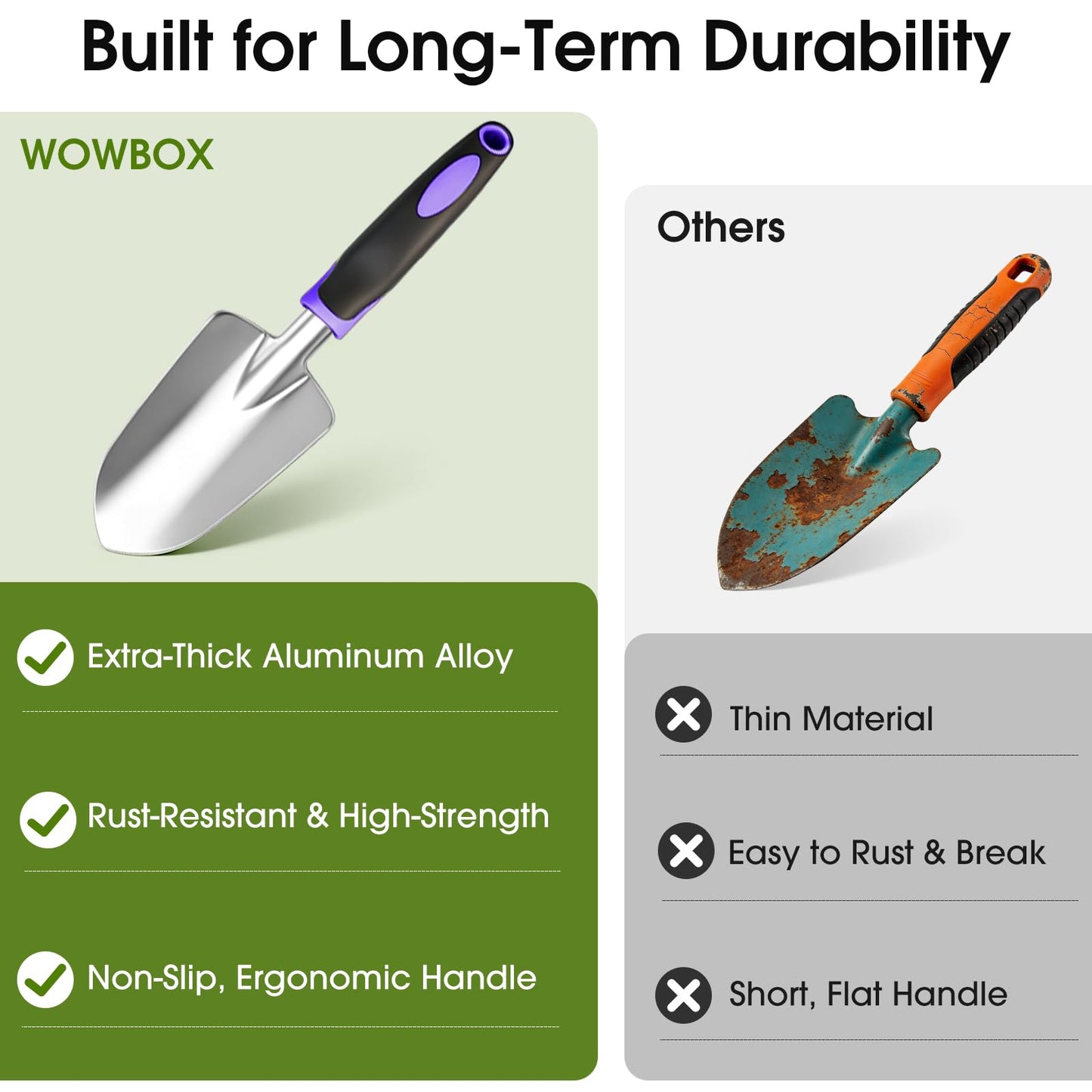 WOWBOX Garden Tools Set - 10 PCS, Heavy Duty Gardening Hand Tools Kit with Storage Tote, Rust-Resistant Gardening Supplies for Planting with Non-Slip Ergonomic Handle for Women and Men (Purple)