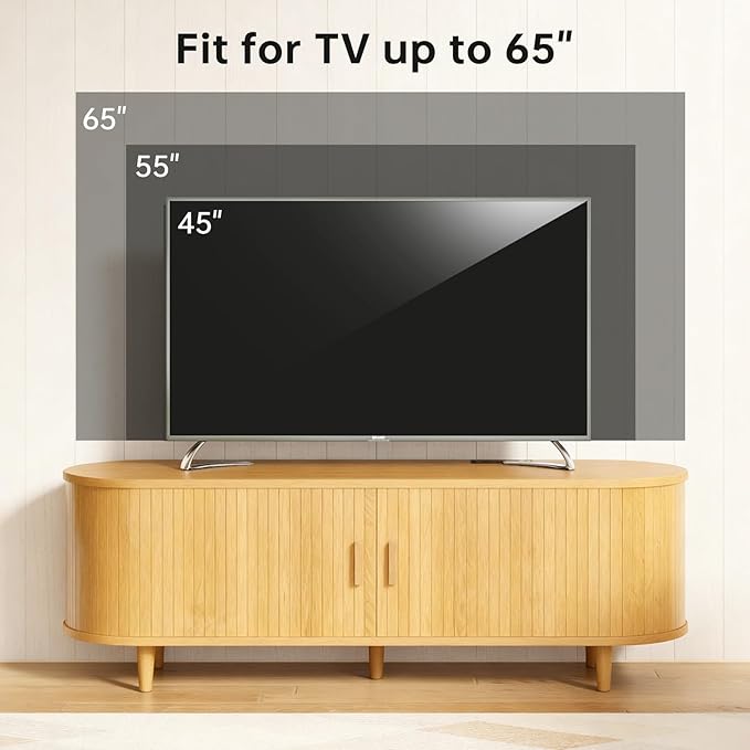 58" Mid Century Modern TV Stand, Wood TV Consoles
