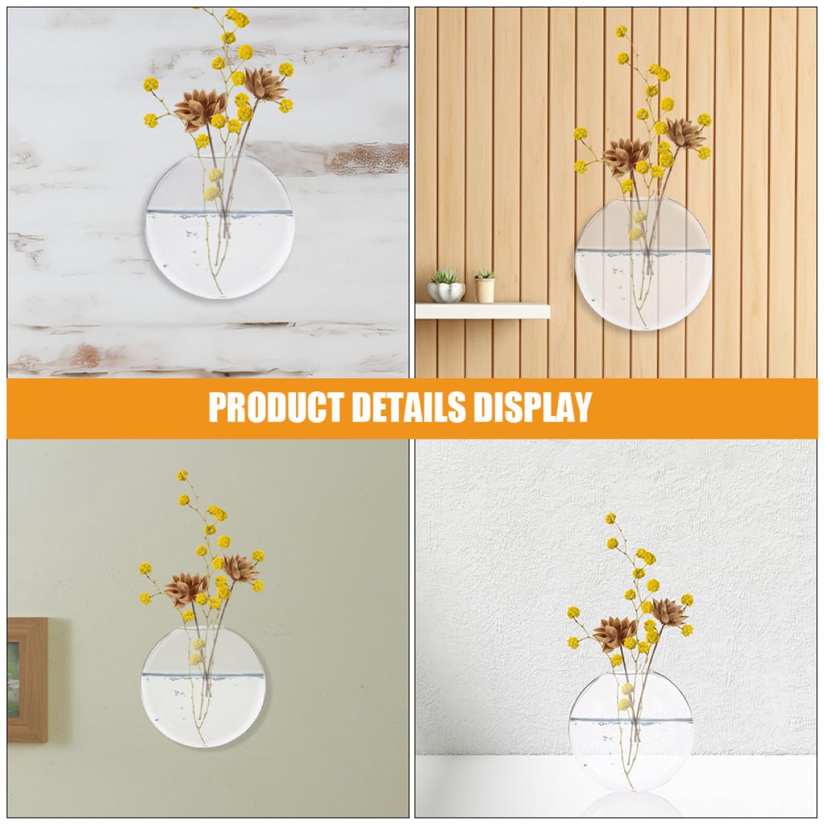 VALICLUD 2pcs Wall Hanging Glass Planter Terrariums Hydroponic Flower Vases for Indoor Plants Home Office Décor