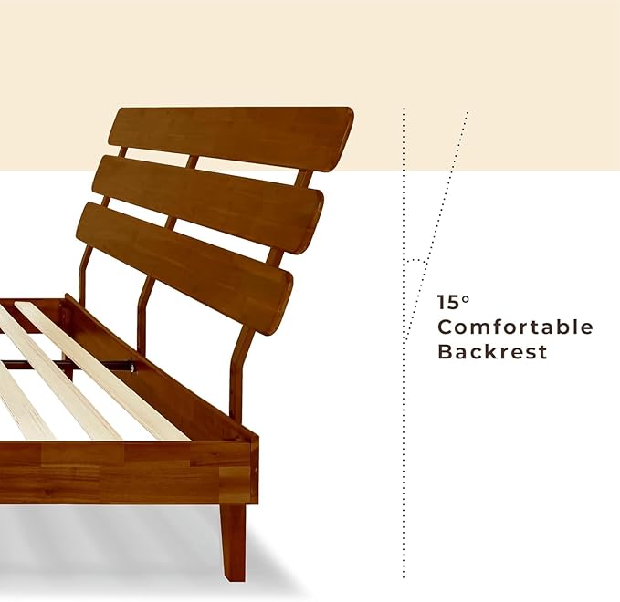 Bme Caden King Size Bed Frame and Adjustable Headboard, 15 Inch Mid Century