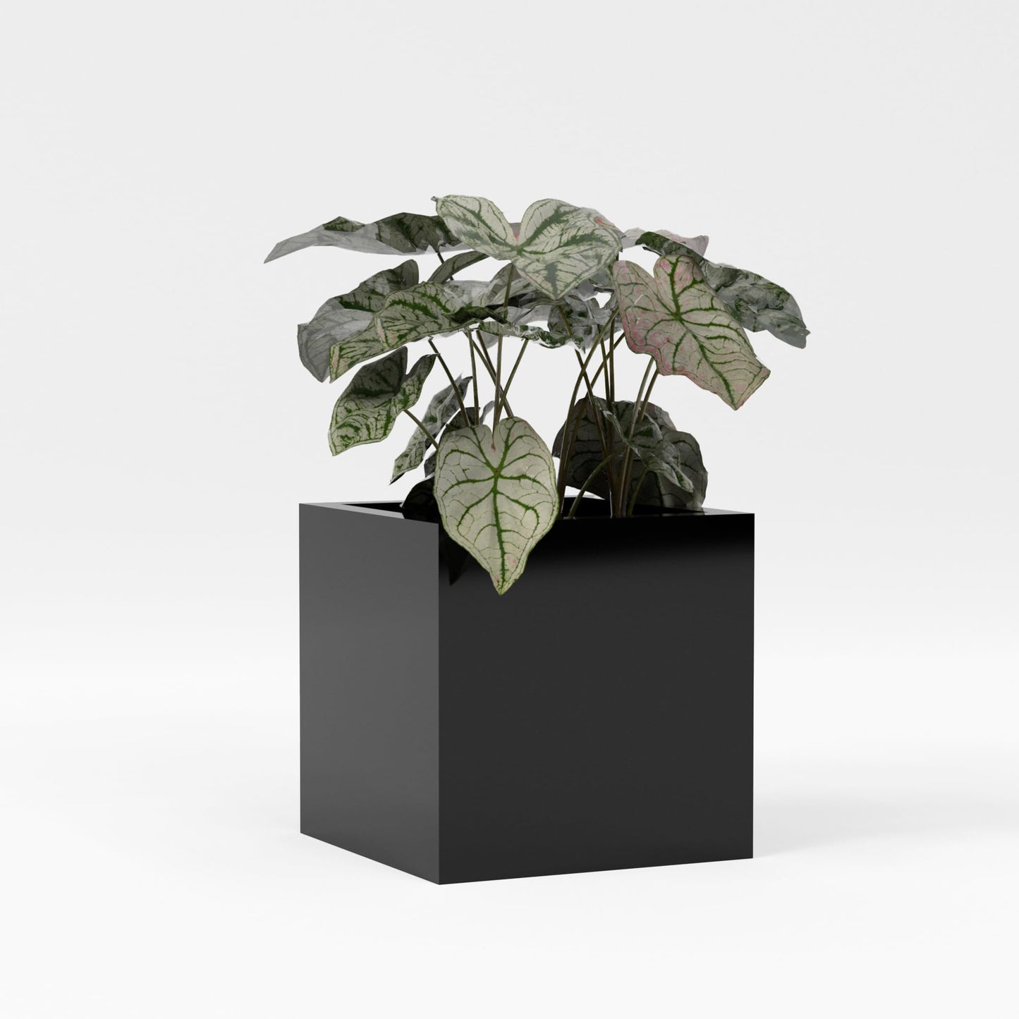 Greenline Jack Square Cube Planter - Indoor/Outdoor Large Fiberglass Lightweight Planter - 28" x 28" x 28" (Gloss Black)
